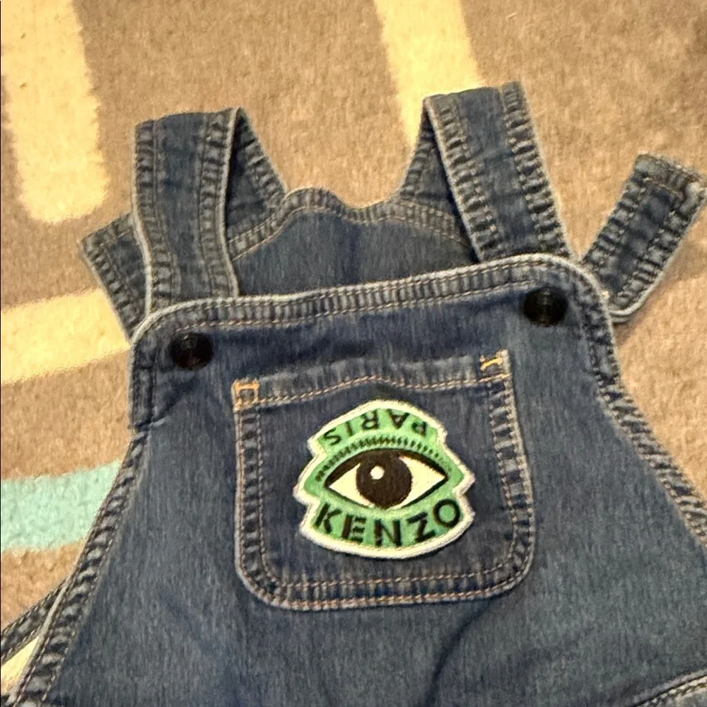 Kenzo Blue Kids Overalls with Fun Patches